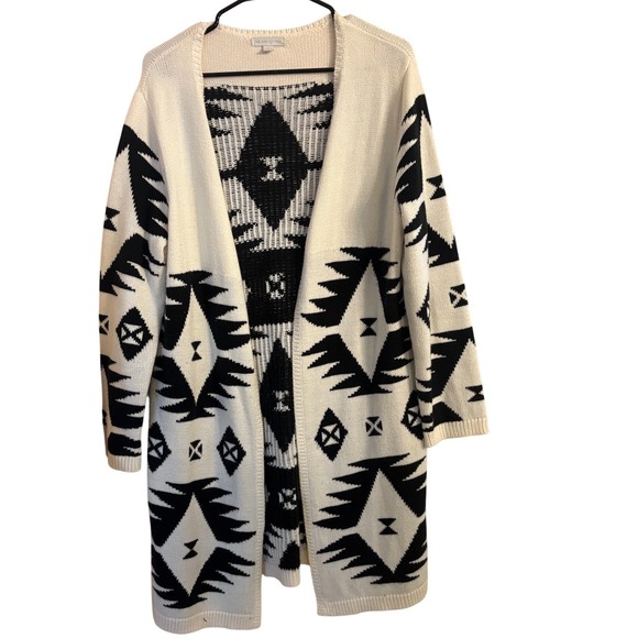 New York & Company Womens M Southwestern Geometric Longline Cardigan Sweater - Picture 2 of 4